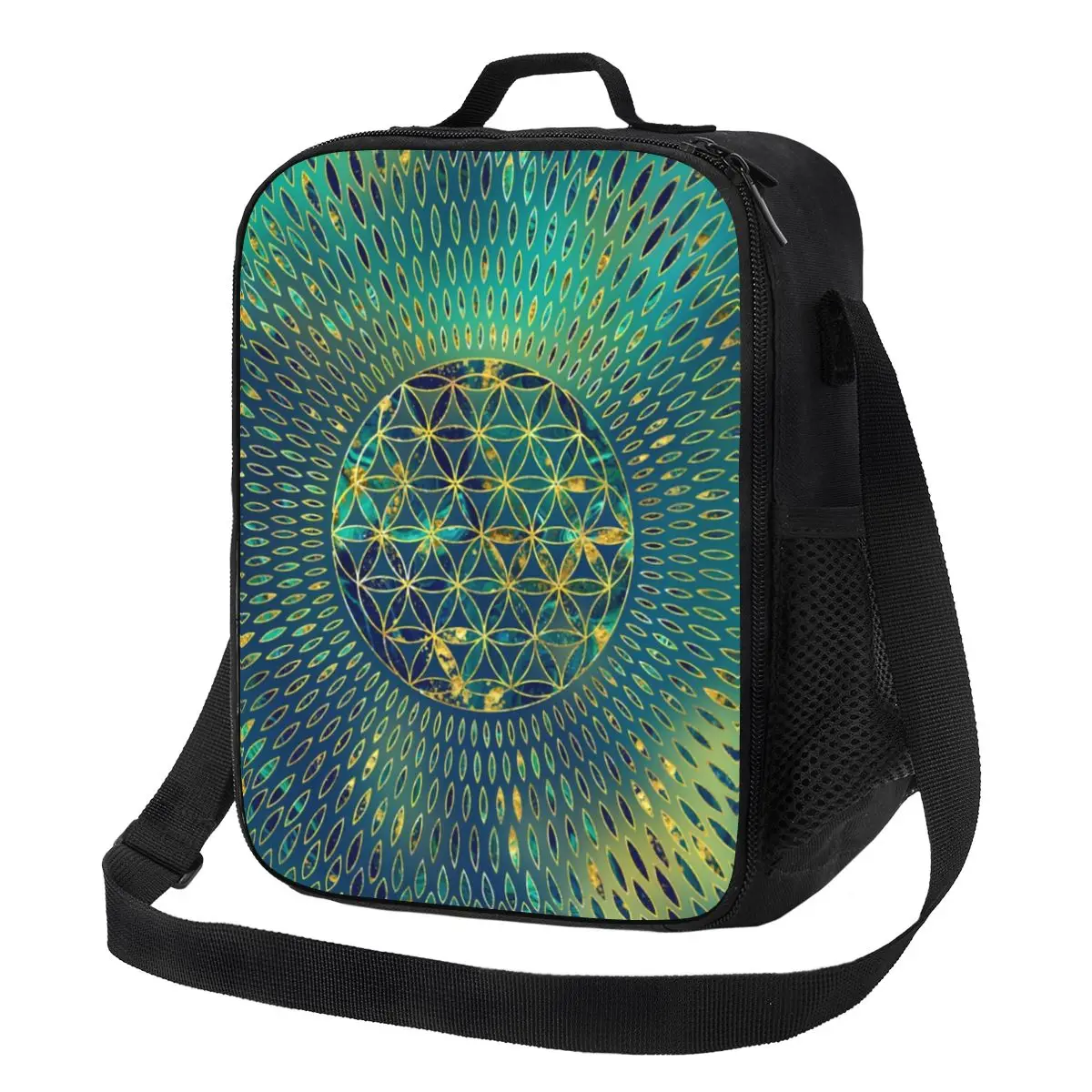 

Мраморные и золотые Изолированные сумки для обеда Flower Of Life, для улицы, пикника, мандалы, портативный термоохладитель, Ланч-бокс для женщин и детей