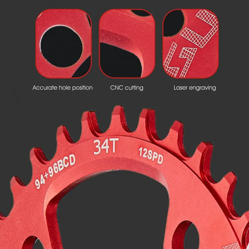 94/96BCD 안정적인 자전거 체인 링 사이클링 용 MTB 32T/34T/36T/38T 용 경량 알루미늄 합금 단일 속도 자전거 체인 휠