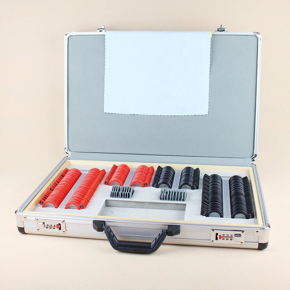 Top Grade 260 Optical Ophthalmic Trial Lens Set Case High Quality Lenses Silver Aluminum case Plastic Rim