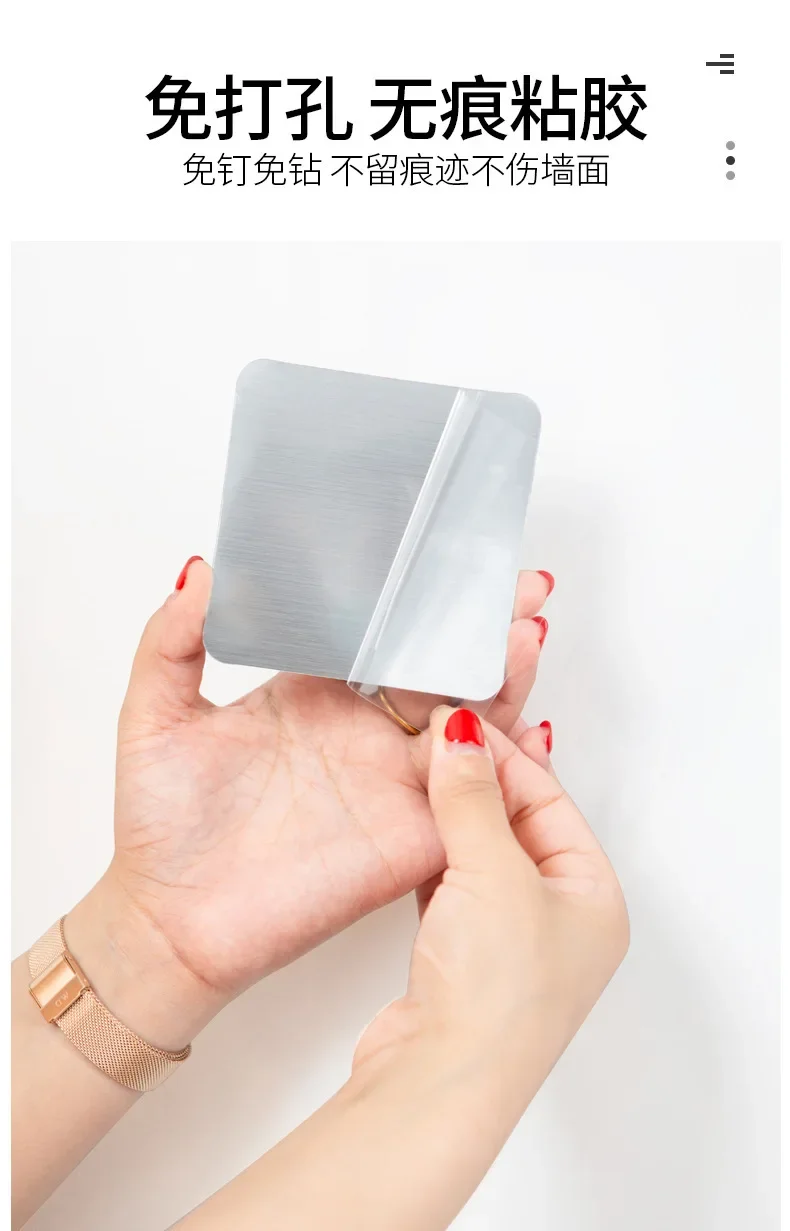 Description Picture 6 of item1pcs Self Adhesive Hooks Punch-free Mop Holder Bathroom Shelf Wall-Mounted Mop Broom Hanger Bathroom Storage Home Accessories