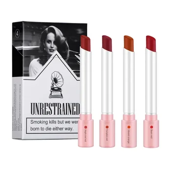Random 4 Colors Lana Del Rey Lipstick Glossy Matte Lip Tint Stain Set 24 Hour Lasting Tube Lipstick Women Makeup Cosmetics