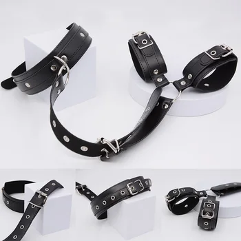 BDSM Adult Games Erotic Female Couples Erotic Supplies Slave Neck Handcuffs Nylon Bondage Harness Collar Fetish Sex Toys 3
