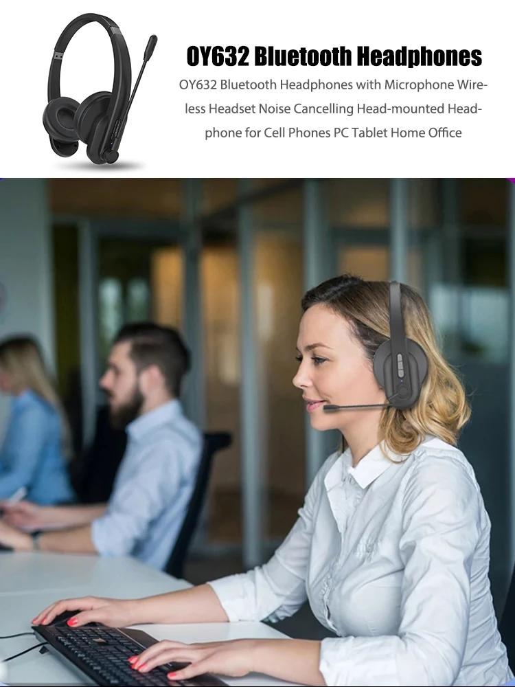 

Беспроводные наушники, Bluetooth-совместимая гарнитура, регулируемая повязка на голову, стереонаушники, портативная аудиогарнитура для ПК и дома