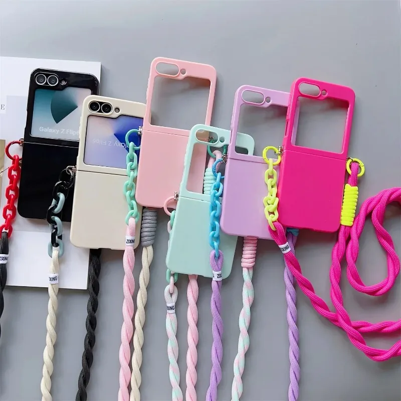 Cute Candy Solid Protective Case with Crossbody Lanyard Strap