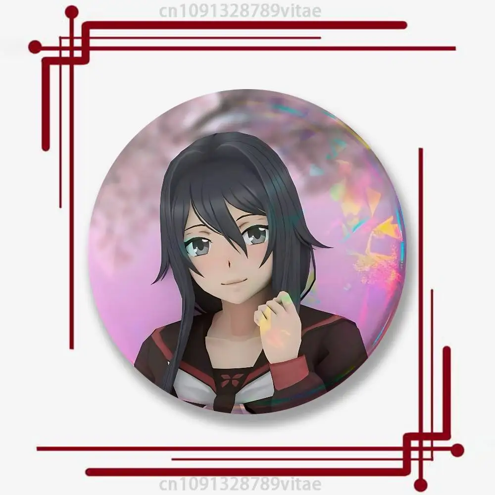 Yandere S-Simulator Ayano Aishi Custom 32/44/58mm handgefertigte Anstecknadeln, runde Brosche, Abzeichen, Rucksäcke, Kleidung, Schmuck, Geschenke – Detail 10