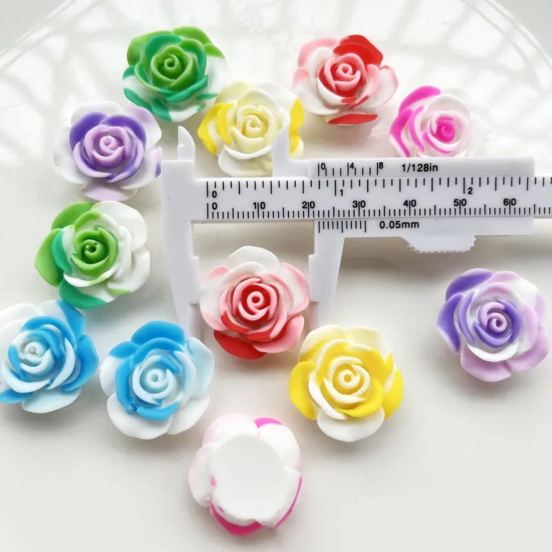 

Новинка, однотонные полимерные цветы с плоской задней стороной, кабошоны, аксессуары для украшения, материал, Цветочная Камея, рукоделие, заколка для волос, 100 шт., 22 мм