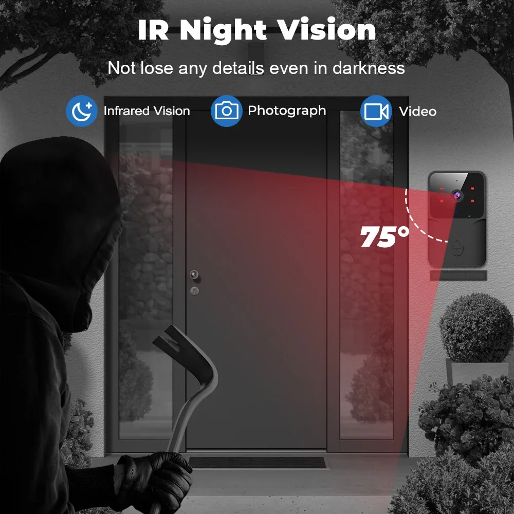 פעמון דלת וידאו WiFi 2026 1080P טויה חכם, אינטרקום אלחוטי חיצוני, מצלמה אלחוטית עמידה למים, פעמון צלצול