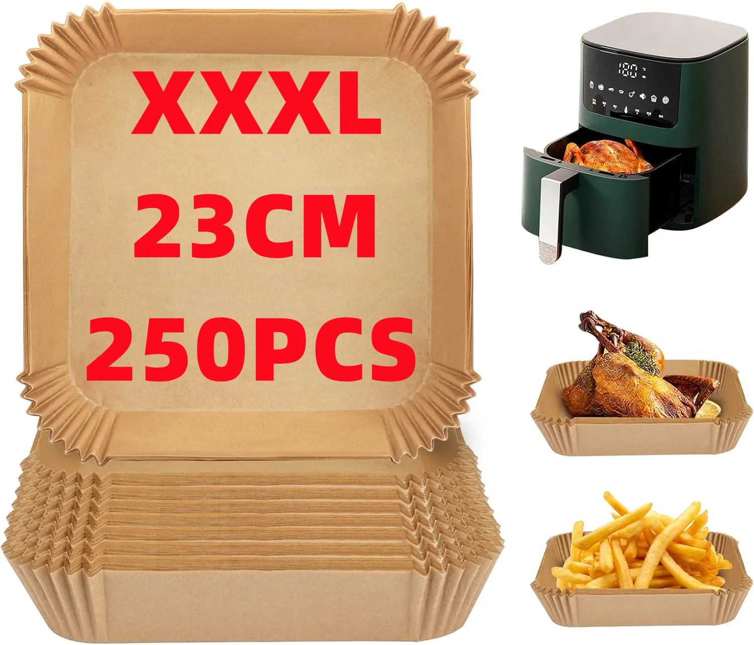 

XMAS Square Air Fryer Paper Liners Disposable Parchment Liner Oil-proof Paper Tray Non-Stick Baking Mat Air Fryer Accessories