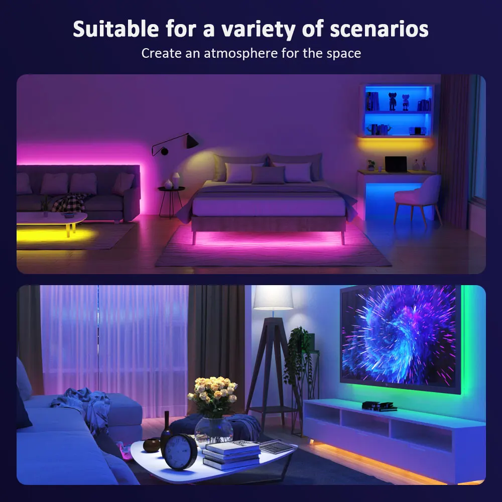 LED Strip Lights RGB 5050 ,5V 1M-5M,16 million colors, RGB , Led Strip Lighting Music Sync, Color Changing for Party Home 2