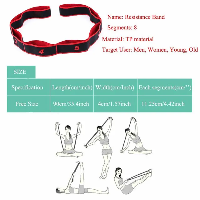 Yoga Pull Strap Belt Girl Elastic Latin Dance Stretching Band Loop Yoga Pilates GYM Fitness Exercise Resistance Band With Number 6