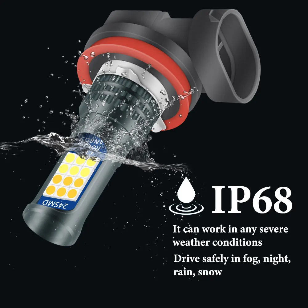 LED Bulb LED Fog Light LED Headlight LED Light 2 PCs Daul Color H7 H11 Led Fog Light 9005 HB4 3030 LED 24Smd 9006 HB4 Fog Lamps H4 Cars Headlight Bulbs 12V White Yellow