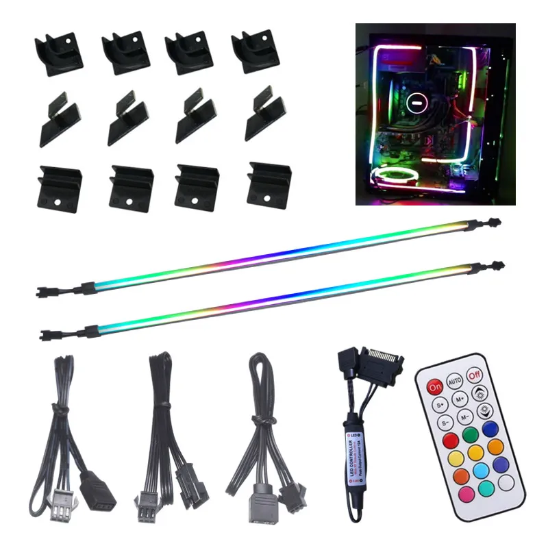 

SATA неоновые адресуемые ПК светодиодсветодиодный радужные полосы для Aura SYNC, Gigabyte RGB Fusion MSI Mystic светильник Sync с 12 шт кронштейнами