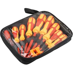 10 - Piece VDE Insulated Screwdriver Set with Magnetic Tips and Case for Home and Professional Electricians (9 PCS Combo)