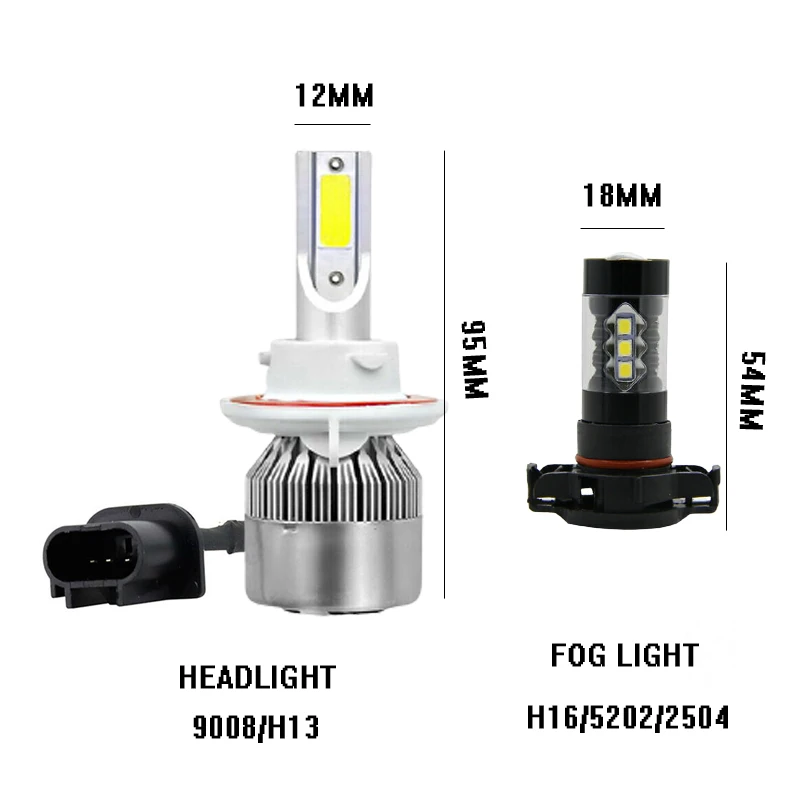 4x h13 H16 LED White Headlight Fog Light Bulbs 6000K Conversion Kit For Dodge Challenger 2008-2014 2009 2010 2011 2012 2013