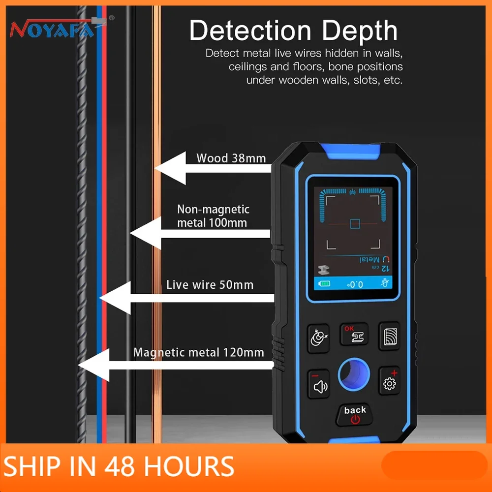 

Wood magnetic non-magnetic metal detectioWall detector Steel pipe dark line inside the wall perspective metal measurement