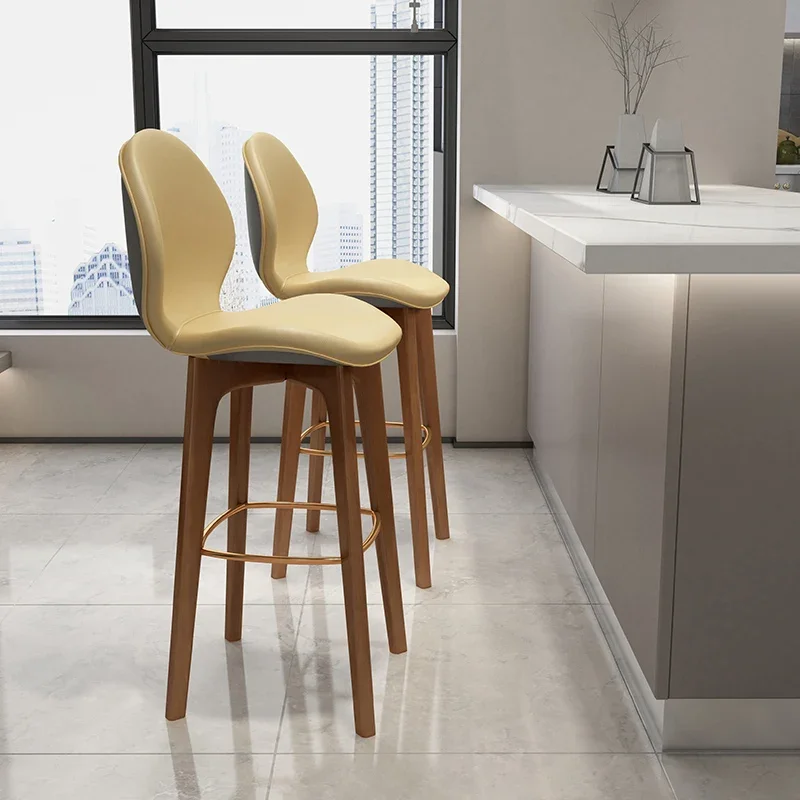 

Solid wood household high stool modern simple bar chair BAR CHAIR Retro backrest Nordic Light luxury bar stool rotation