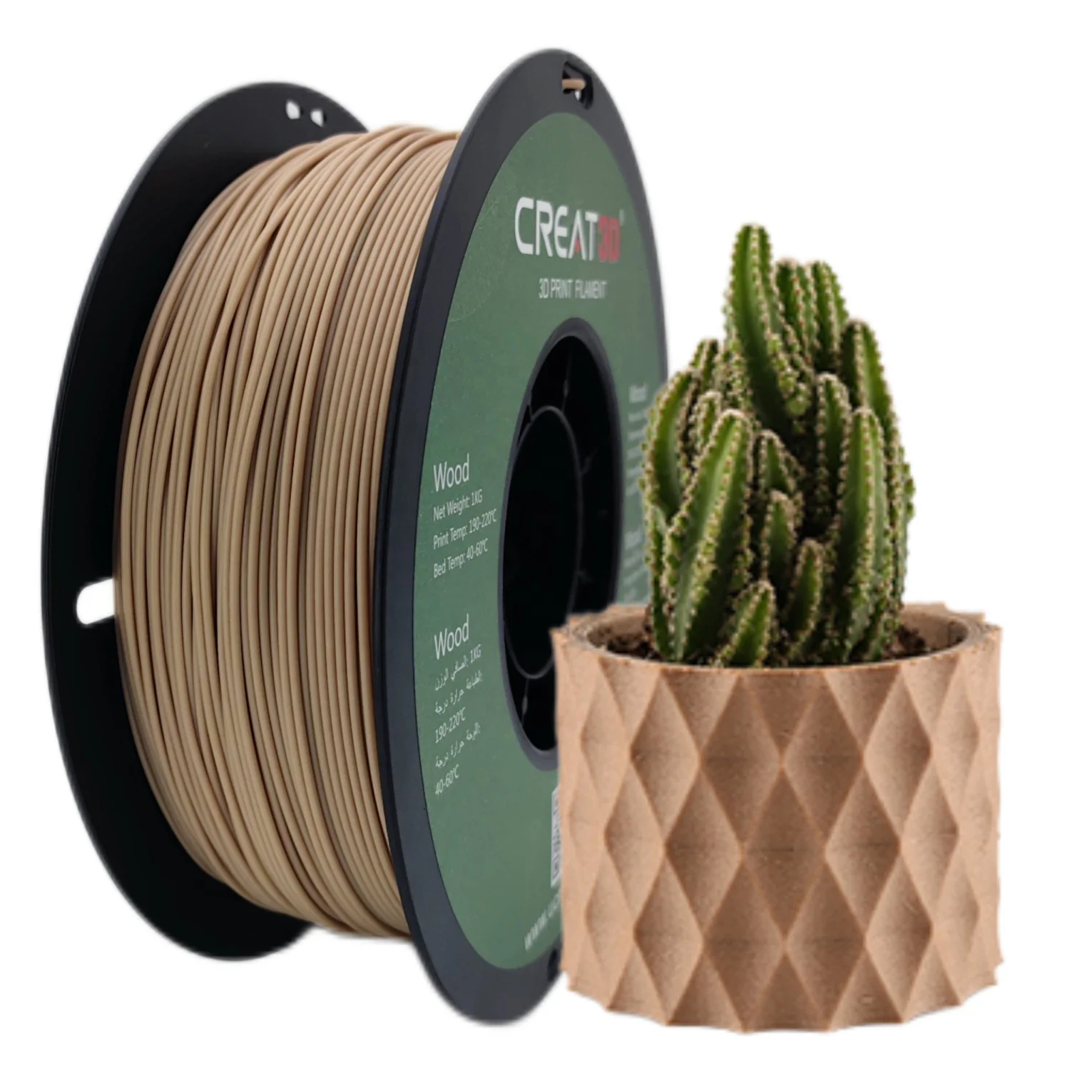 

CREAT3D High Quality Wood 1.75mm 1KG/Roll 20% Wood Fifers 3D Printer Filament