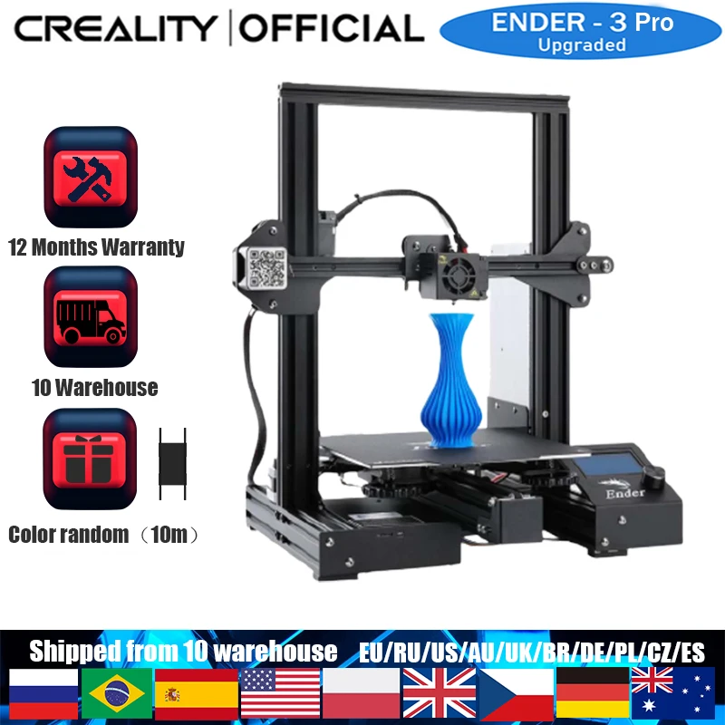 US $189.00 - 259.00 Creality Official Ender-3 Pro 3D Pinter Magnetic Build Plate Resume Power Off Printing KIT Power Supply Ender 3 Pro Ender-3pro