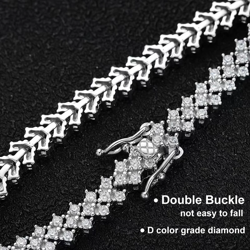 Lycfn 1.5mm Moissanite Diamond Tennis Bracelet for Women 925 Sterling Sliver 18k White Gold Plated Wedding Party Bracelets Jewel