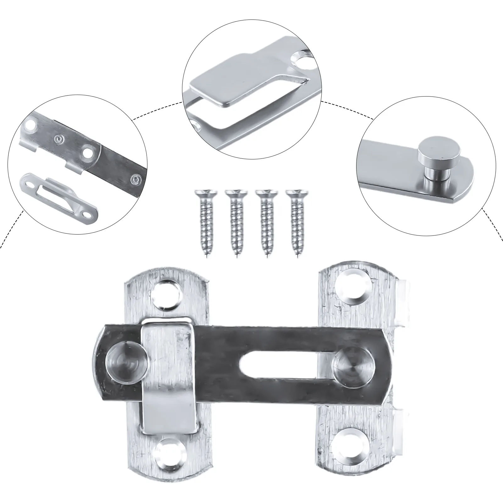Description Picture 2 of item1Pc Stainless Steel Hasp Latch Lock For Sliding Door Window Cabinet Fitting For Home Security Door Hardware Accessories 70x50mm