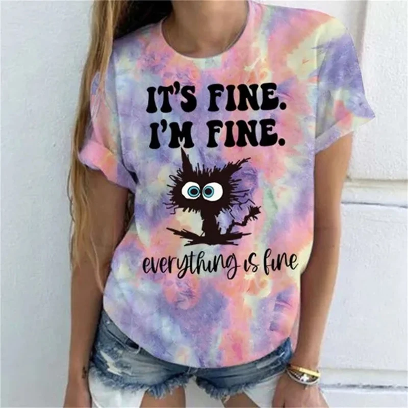 

Summer Casual T Shirt Women Short Sleeve Women 90s Vintage Clothes Letter Printed Cute Small Fresh T-shirt Tour Shirt Tee Female
