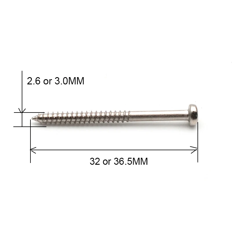 Electric Guitar Bass Pickup Height Adjusting Screws 100pcs 2.6/3.0MM x 32/36.5MM Black Gold Silver