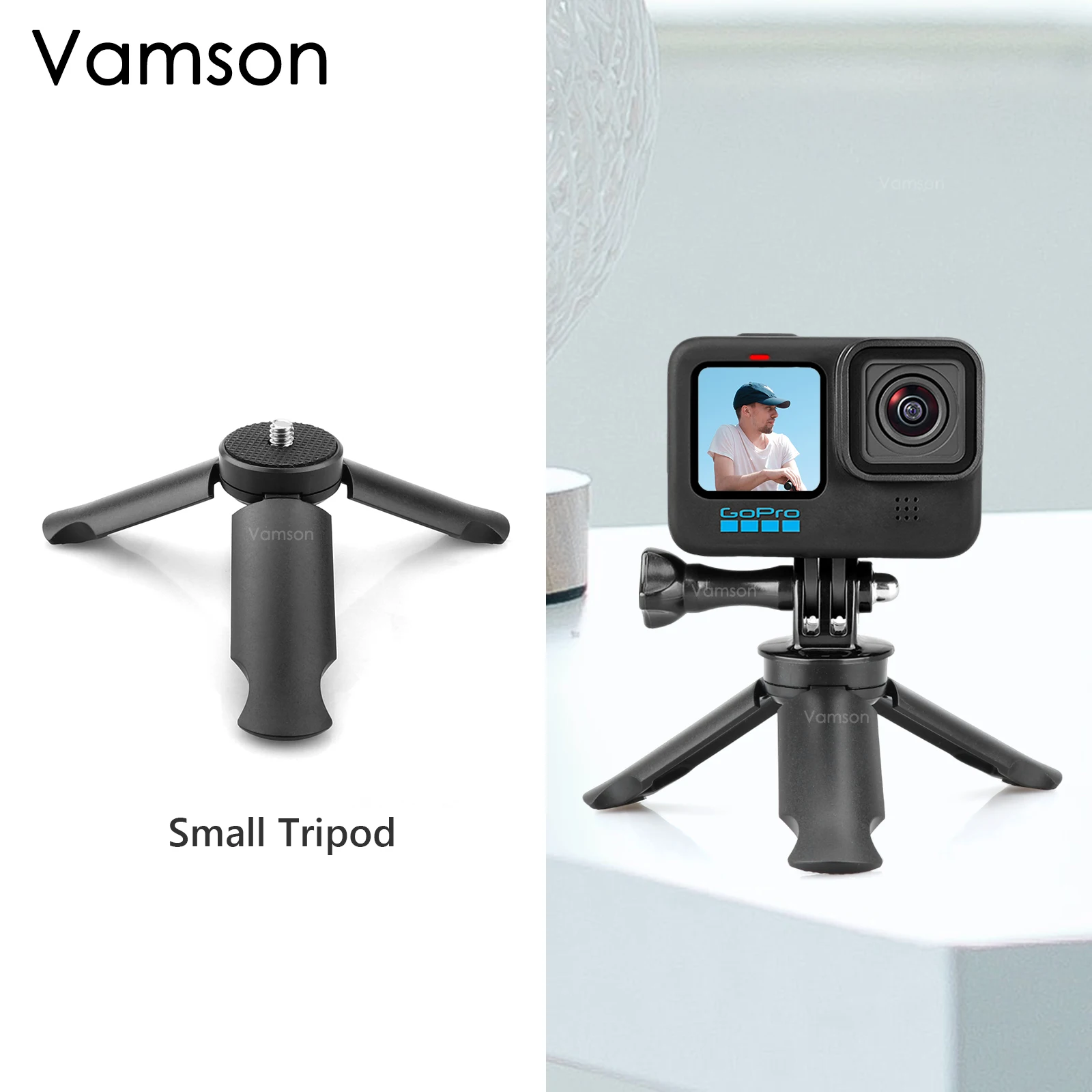 Vamson Handheld Portable Mini Tripod Phone Stabilizer Holder Stand for Gopro 11 10 9 Insta360 X3 DJI Action Camera Tik Tok Vlog