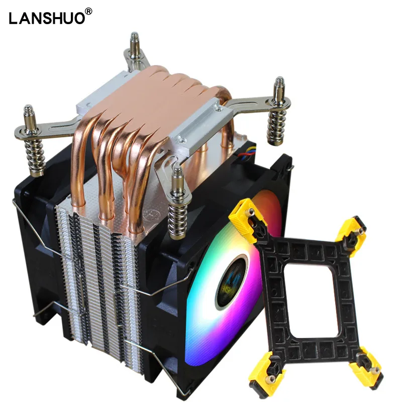 Lanshuo-cpu Cooler With Heat Pipe X79 X99 2011 1200 1700 1356 1366 Amd3 Am4 Motherboard pc 90 mm Rgb Silencioso