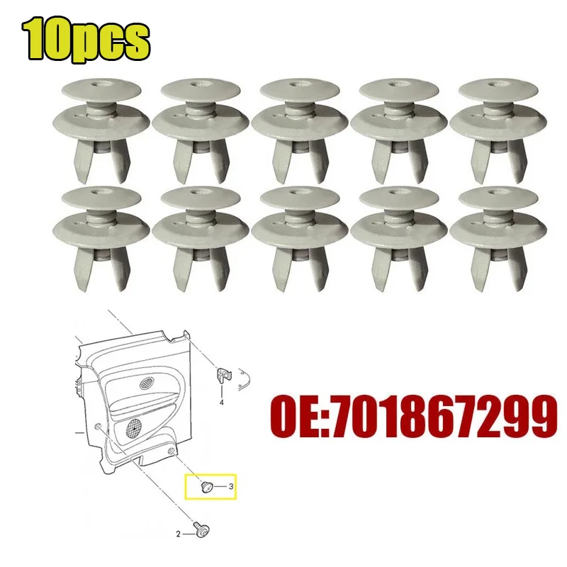 10X Auto Fastener Trim Panel Lining Clips Fit 9Mm Hole Per Vw Volkswagen T4 T5 Transporter Eurovan Car Rivetti In Plastica Automobile