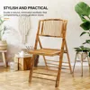 4 Pack Bamboo Folding Chair, Foldable Dining Wood Chairs, Comfortable Seat for Outdoor & Indoor, Patio, Porch, Wedding, Party 3
