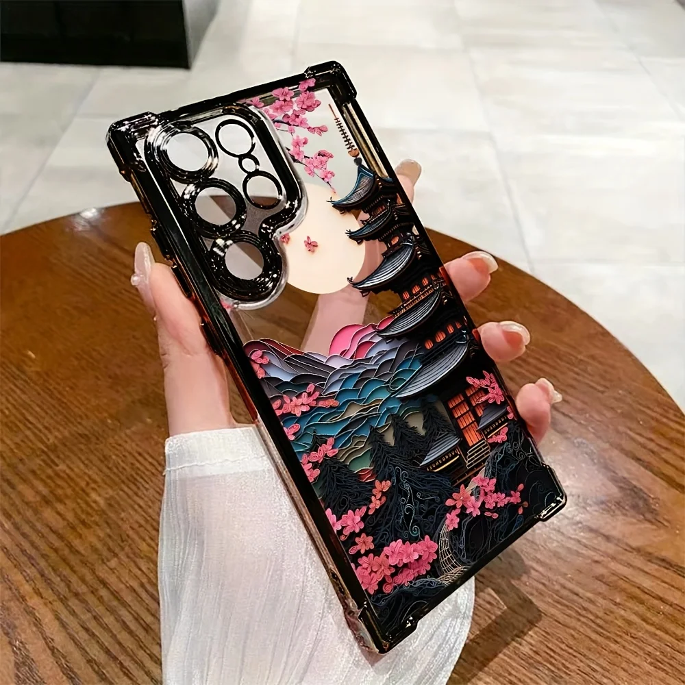 Japanese Style Antique House Phone Case For iPhone 17 16 15 14 13 12 11Pro Max Plus Shockproof Transparent Soft Back Cover