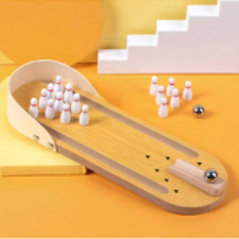 

Solid Wooden Parent Child Fun Balls Board Games Wooden Children's Educational Innovation Toys Child Gift Mini Bowling Board Game