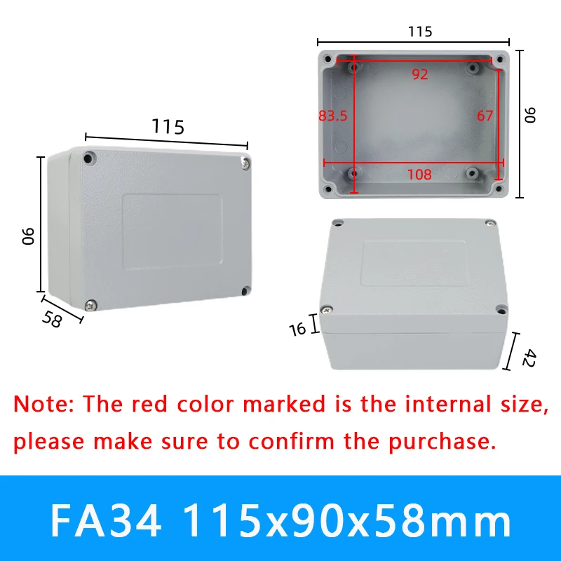 Waterproof Aluminum Electronics Housing - IP67 Outdoor Metal Junction Box