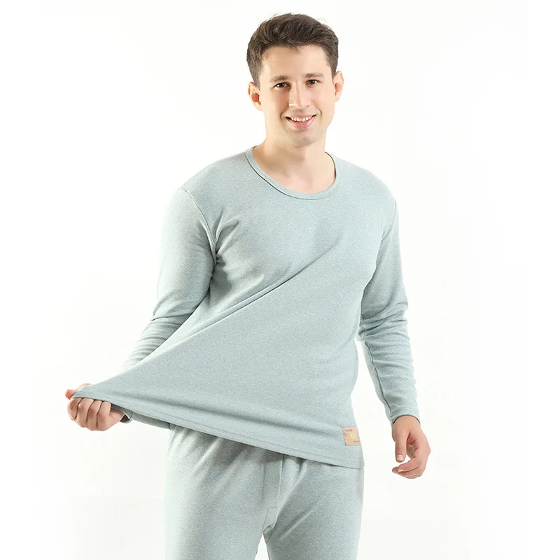 Men's Autumn Winter plus Size Loose Thick Stretch Antibacterial Silk Wool Warm Underwear Long Sleeve Trousers Suit long johns