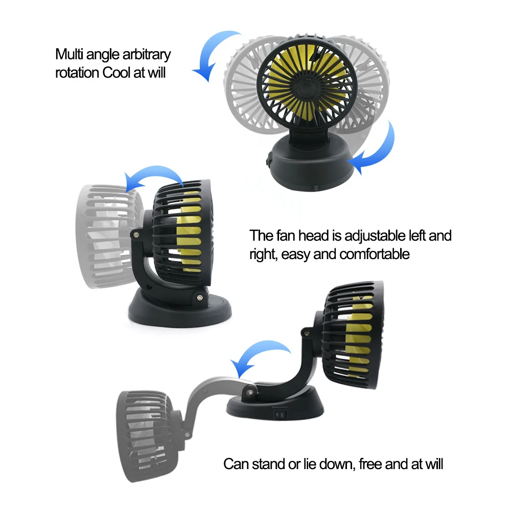 Mini Auto Ventilator 12v 24v Doppelkpfiger Auto Fan, Vertikal Und  Horizontal Einstellbar 360-grad-drehung Auto Klimaanlage Fan Mit Drei Speed  Usb Vent