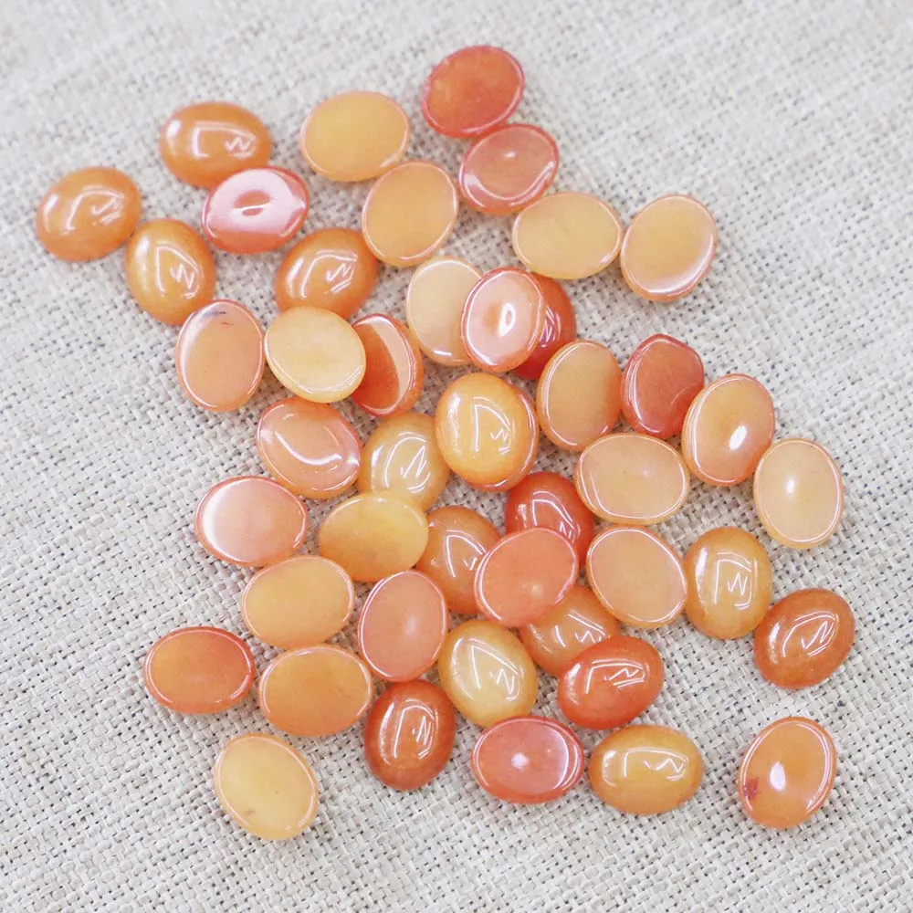 Natural Stone Agate 8* 10mm Oval Cabochon Ring Face Necklace Bracelet Ear Studs Making Jewelry Accessories Gift Wholesale 100Pcs