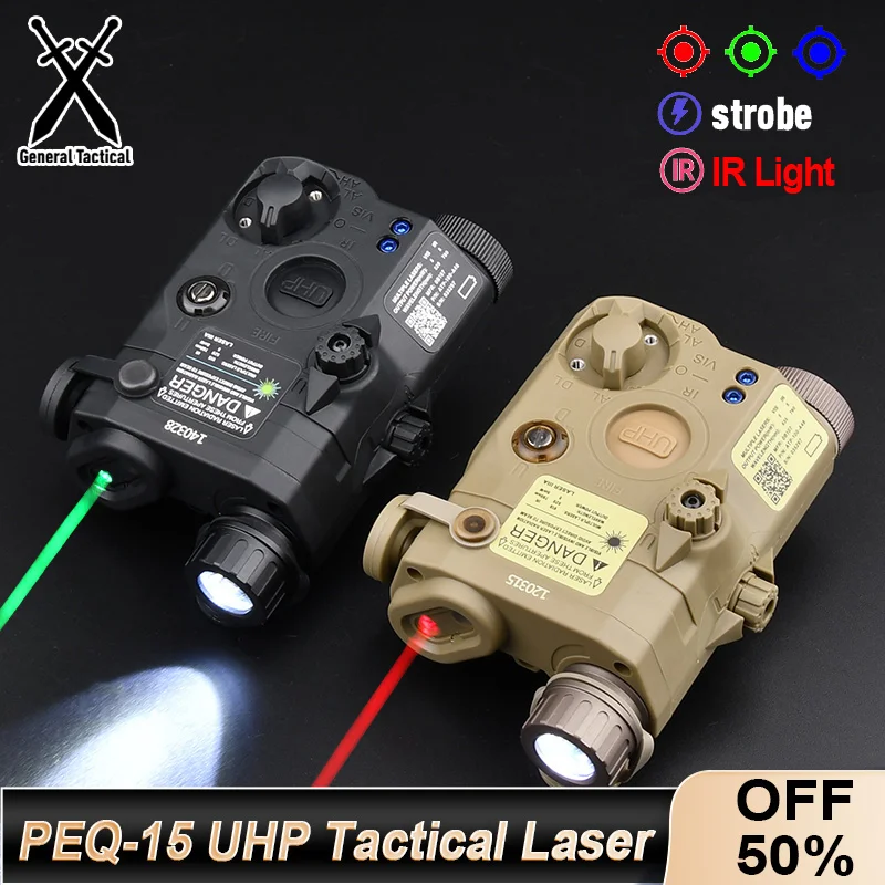 Lampe-torche Laser LA5C PEQ15 Avec Laser Vert/bleu Et LED Blanche - Set Avec Interrupteur De Pression