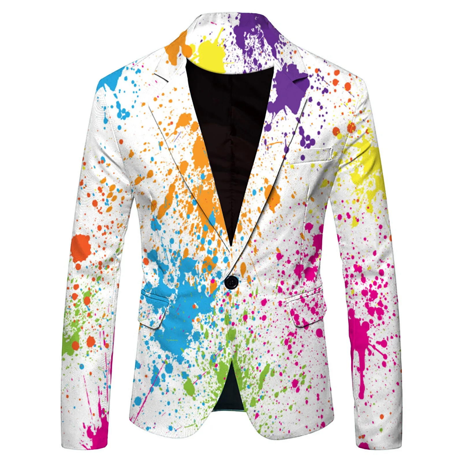 Print Splash Ink Color Men's Suit Blazer Casual Party Wear Slim Fit Suit Jacket Fashionable Luxury British Style Men Suit Coat 4