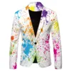 Print Splash Ink Color Men's Suit Blazer Casual Party Wear Slim Fit Suit Jacket Fashionable Luxury British Style Men Suit Coat 4