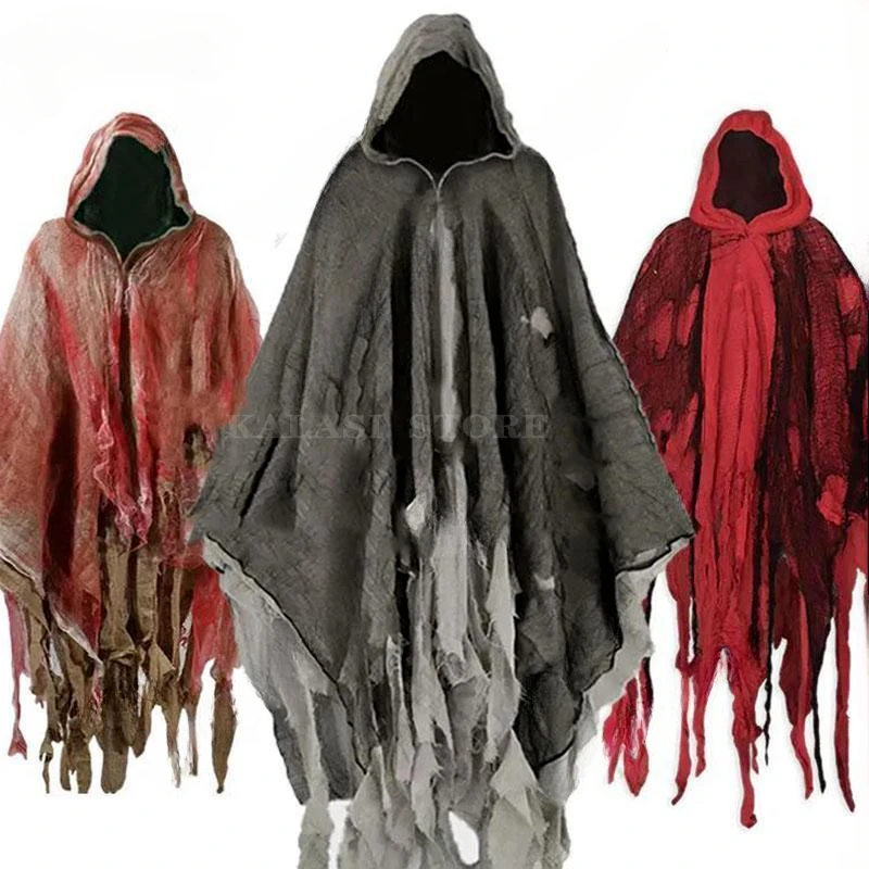 Disfraz De Fantasma De Halloween Para Adultos – Capa Con Capucha De Malla Transpirable En Negro, Rojo, Gris O Marrón, Ideal Para Cosplay, Carnaval Y Fiestas De Miedo