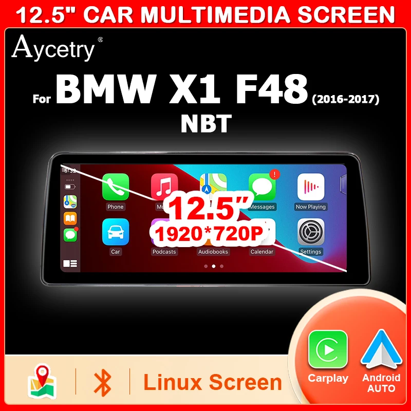 Android Auto Radio Wireless Carplay 12,5-Zoll-Linux-Auto-Multimedia-Bildschirm für BMW X1 F48 2016-2017 Autolink Airplay Navigation GPS
