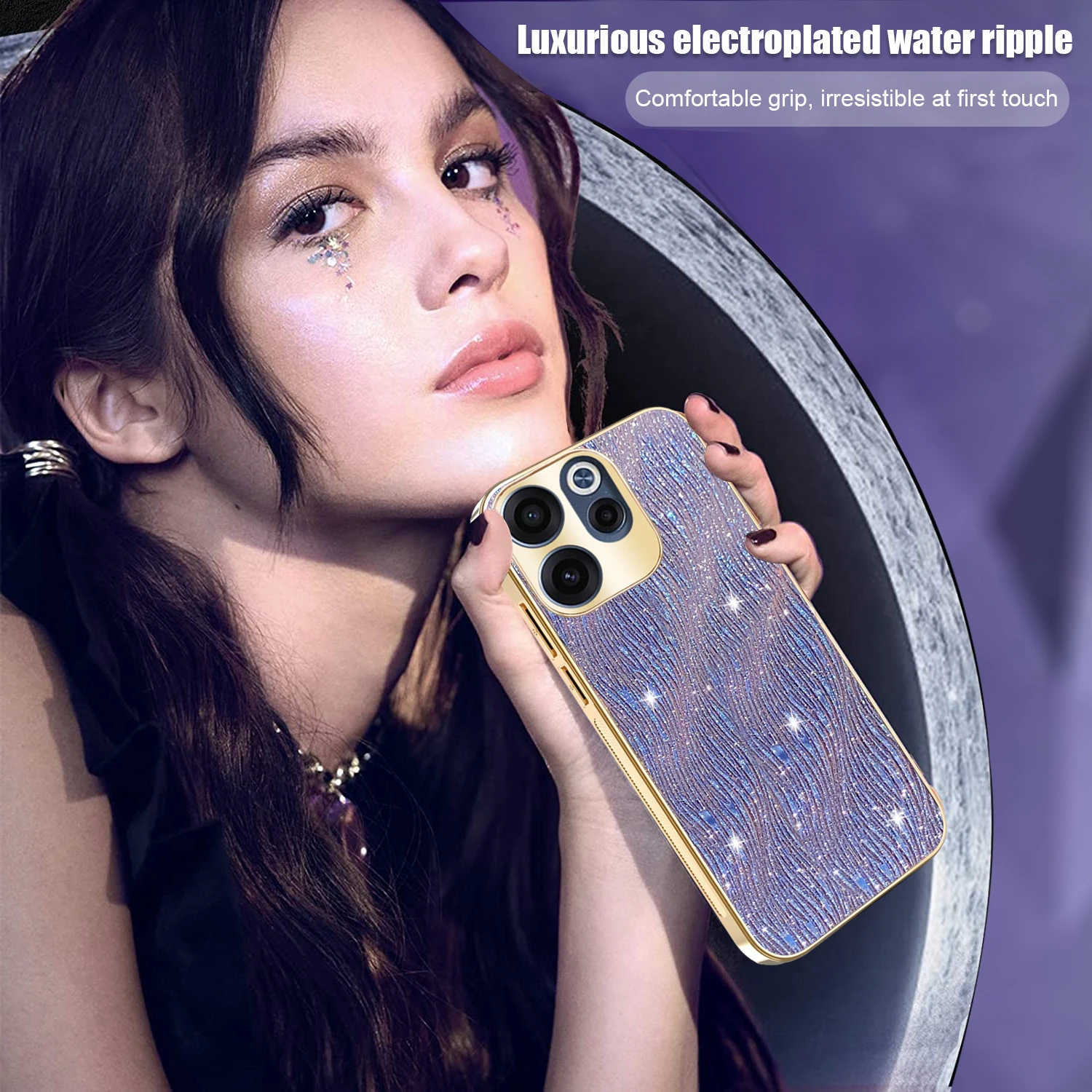 Luxurious Electroplated Water Ripple Shockproof Phone Case with Bumper Protection