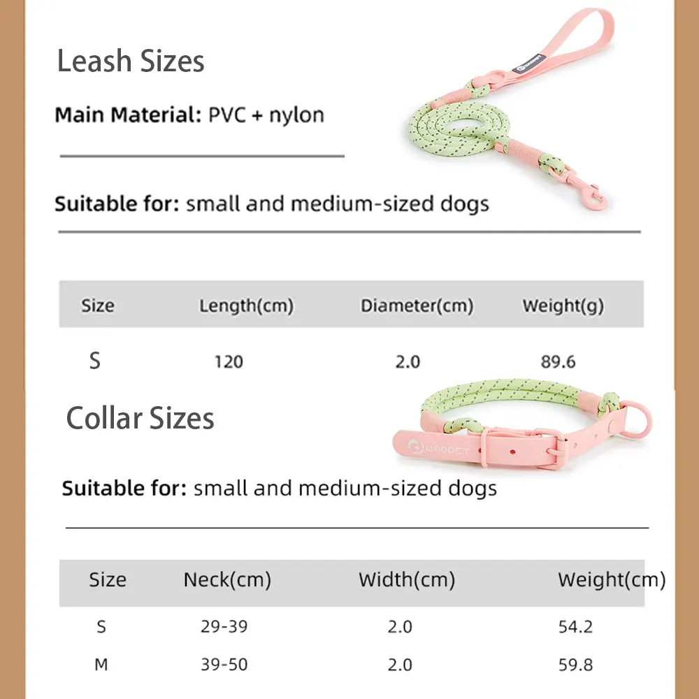 Pet Supplies Dog Collar For Small and Medium Dog Walking Sugar Color Series Cute style PVC Webbing Collar Leashes Set