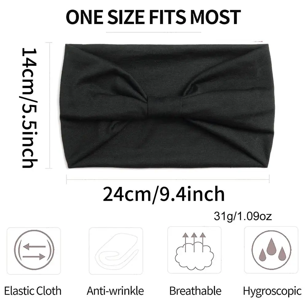 Outdoor Fashion Wide Rhinestone Headband Trendy Stretchy Solid Color Turban Embellished Versatile Headwrap for Women