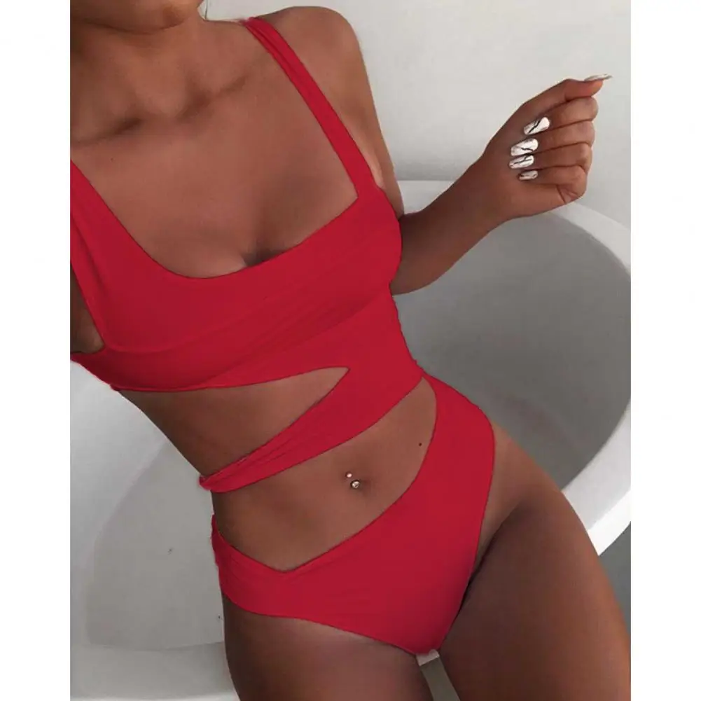 

Bikini Swimsuit Modern Comfortable Touching Bathing Suits Solid Color Bikini Set