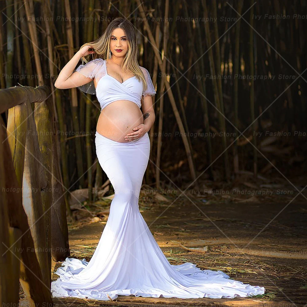 

Maternity Gown For Photo Shoot Oversized Floor Sweeping Skirt Two Piece Photography Props Dress Clothes For Pregnant Women