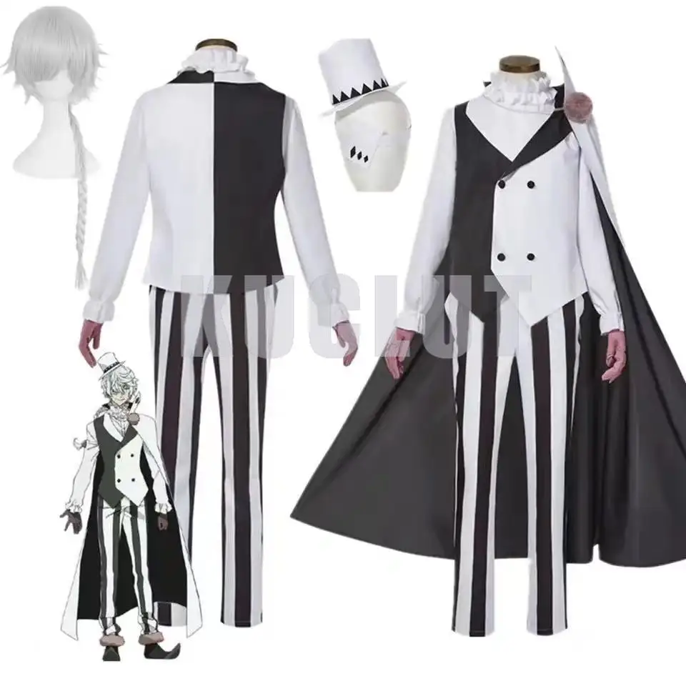 

Anime Bungou Stray Dogs Nikolai Gogol Cosplay Costume Suit Cloak White Black Uniform Halloween Christmas Clothes Season 4