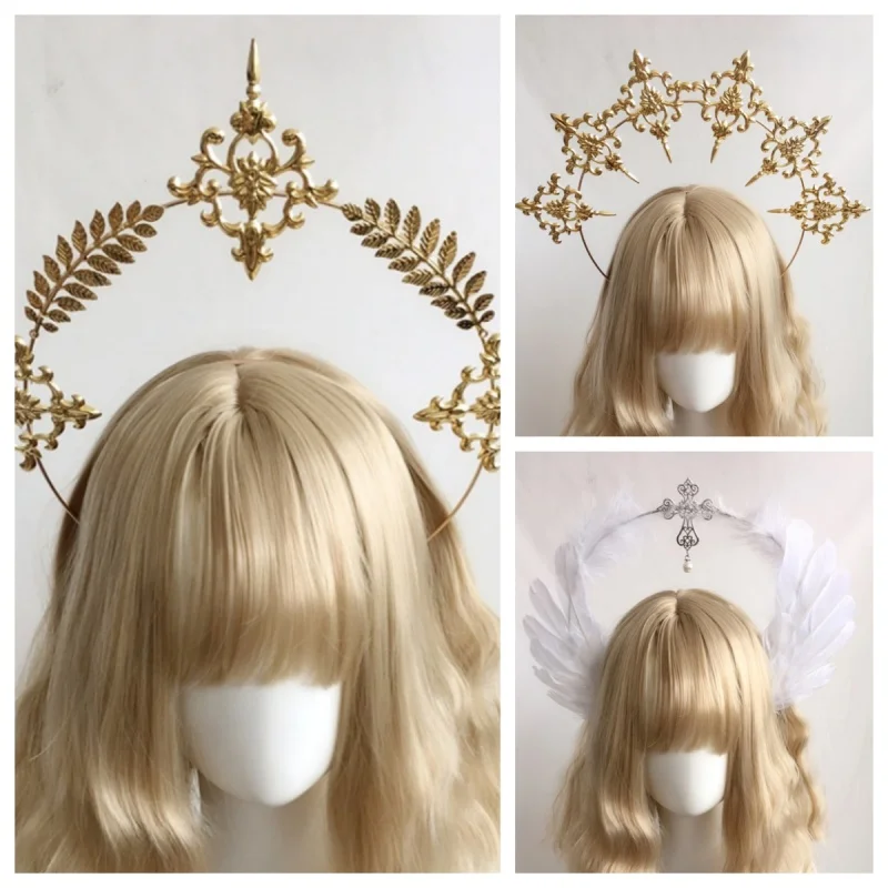 

Gorgeous Sun Godmother's Crown Lolita Kc Notre Dame Virgin Mary Halo Princess Queen Pope Tiara Headband Decorative Props