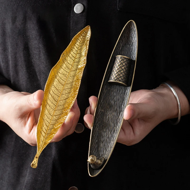 Sbafdec309d57402ca6dffc9692b64a3dx.jpg 1pcs Incense Holder Ash Catcher Long Leafs Censer Meditation Home Decor Accessories Sandalwood Thread Incense Burner - Image 1