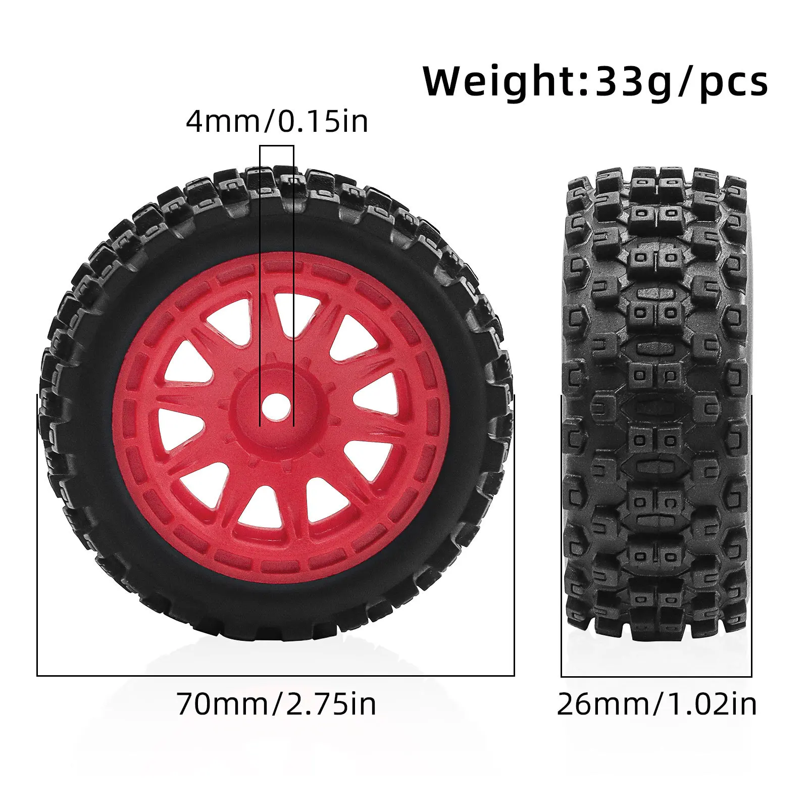 Roues et pneus de rechange pour crawler, empilés sur fond blanc